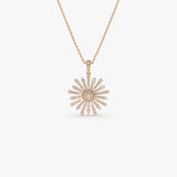 14k Baguette Diamond Unique Necklace 14K Rose Gold Ferkos Fine Jewelry