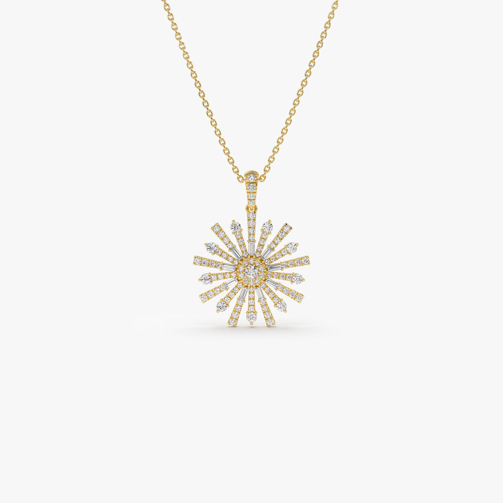 14k Baguette Diamond Unique Necklace 14K Gold Ferkos Fine Jewelry