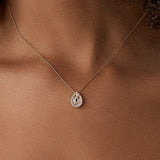 14k Teardrop Shape Baguette and Round Diamond Statement Necklace  Ferkos Fine Jewelry