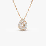14k Teardrop Shape Baguette and Round Diamond Statement Necklace 14K Rose Gold Ferkos Fine Jewelry