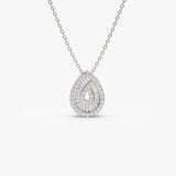 14k Teardrop Shape Baguette and Round Diamond Statement Necklace 14K White Gold Ferkos Fine Jewelry