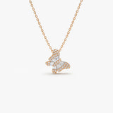 14k Baguette Diamond Butterfly Necklace 14K Rose Gold Ferkos Fine Jewelry