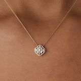 14k Baguette Diamond Necklace in Halo Setting  Ferkos Fine Jewelry