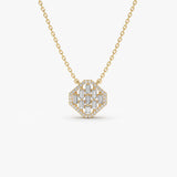 14k Baguette Diamond Necklace in Halo Setting 14K Gold Ferkos Fine Jewelry