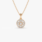 14k Baguette Diamond and Round Diamond Cluster Necklace 14K Rose Gold Ferkos Fine Jewelry