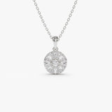 14k Baguette Diamond and Round Diamond Cluster Necklace 14K White Gold Ferkos Fine Jewelry