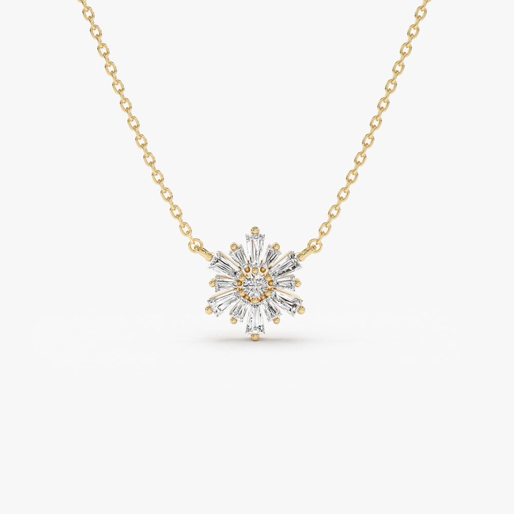14k Tapered Baguette Diamond Necklace 14K Gold Ferkos Fine Jewelry