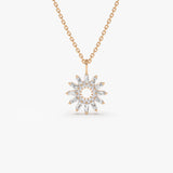 14k Baguette Diamond Star Pendant Necklace 14K Rose Gold Ferkos Fine Jewelry
