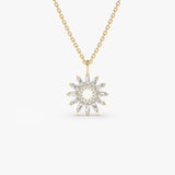 14k Baguette Diamond Star Pendant Necklace 14K Gold Ferkos Fine Jewelry