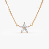 14k Marquise Shaped Diamond Flower Design Necklace 14K Rose Gold Ferkos Fine Jewelry