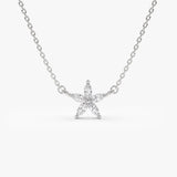 14k Marquise Shaped Diamond Flower Design Necklace 14K White Gold Ferkos Fine Jewelry