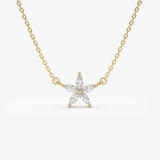 14k Marquise Shaped Diamond Flower Design Necklace 14K Gold Ferkos Fine Jewelry