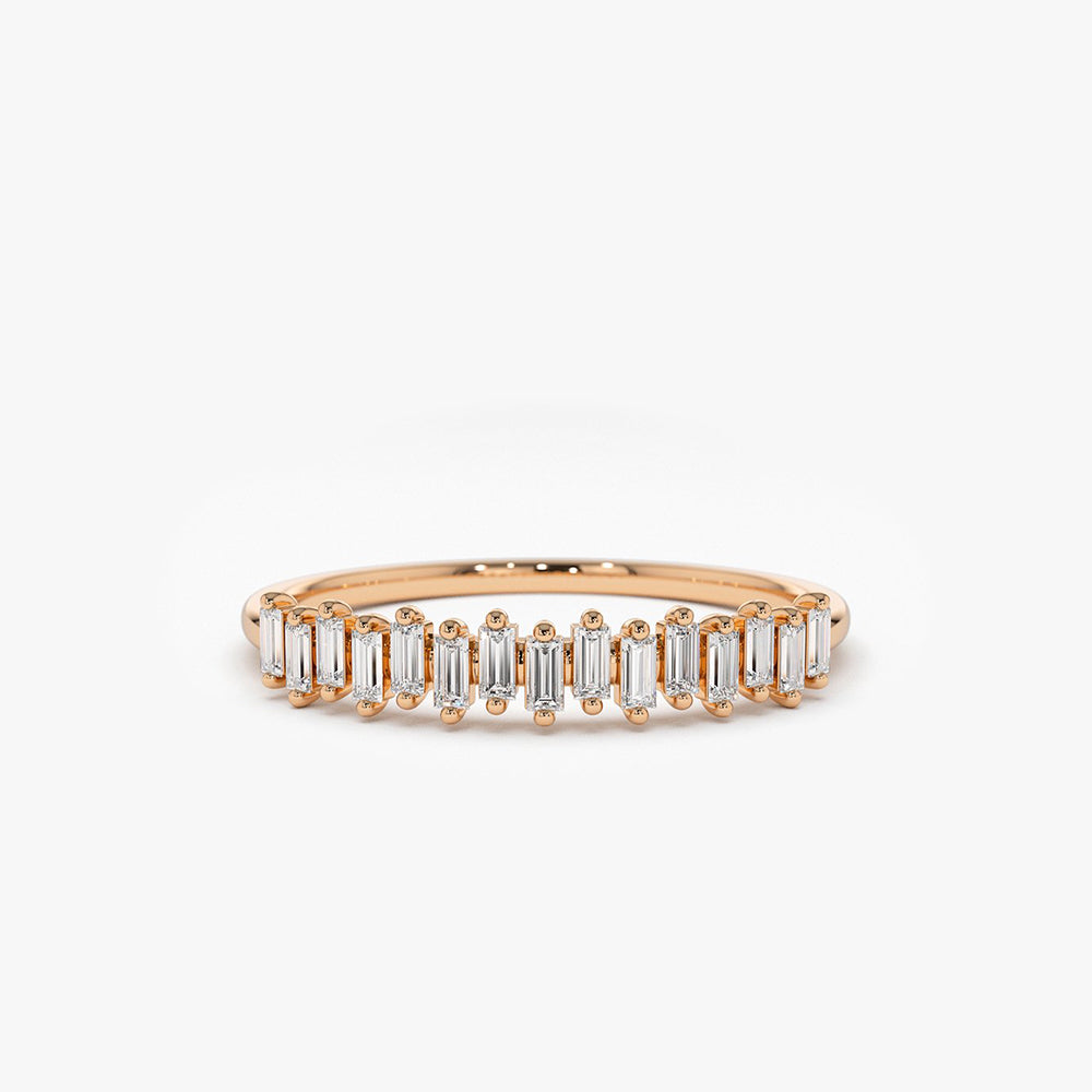 14K Gold Stackable Vertical Baguette Diamond Ring – FERKOS FJ