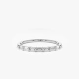 14K 7 Stone Baguette Diamond Wedding Ring 14K White Gold Ferkos Fine Jewelry