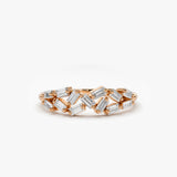 14K Stackable Baguette Diamond Cluster Ring 14K Rose Gold Ferkos Fine Jewelry