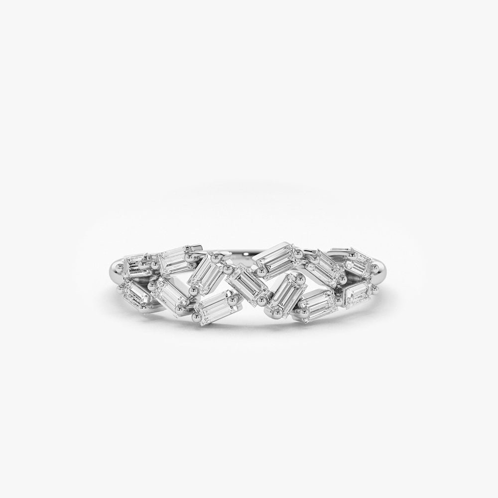 14K Stackable Baguette Diamond Cluster Ring – FERKOS FJ