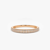 14K Double Row Micro Pave Diamond Ring 14K Rose Gold Ferkos Fine Jewelry