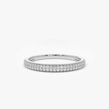 14K Double Row Micro Pave Diamond Ring 14K White Gold Ferkos Fine Jewelry