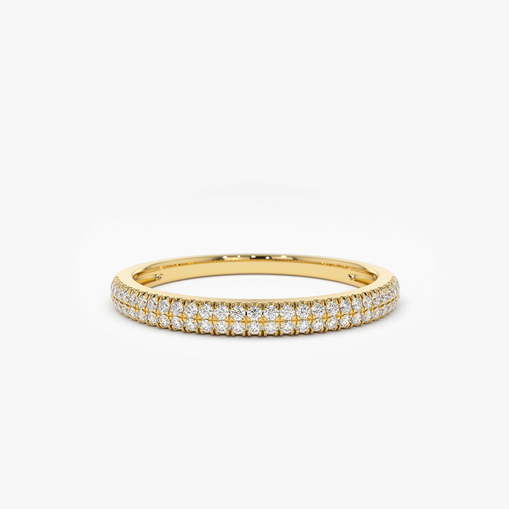 14K Double Row Micro Pave Diamond Ring 14K Gold Ferkos Fine Jewelry
