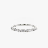 14K Baguette and Round Diamond Ring 14K White Gold Ferkos Fine Jewelry