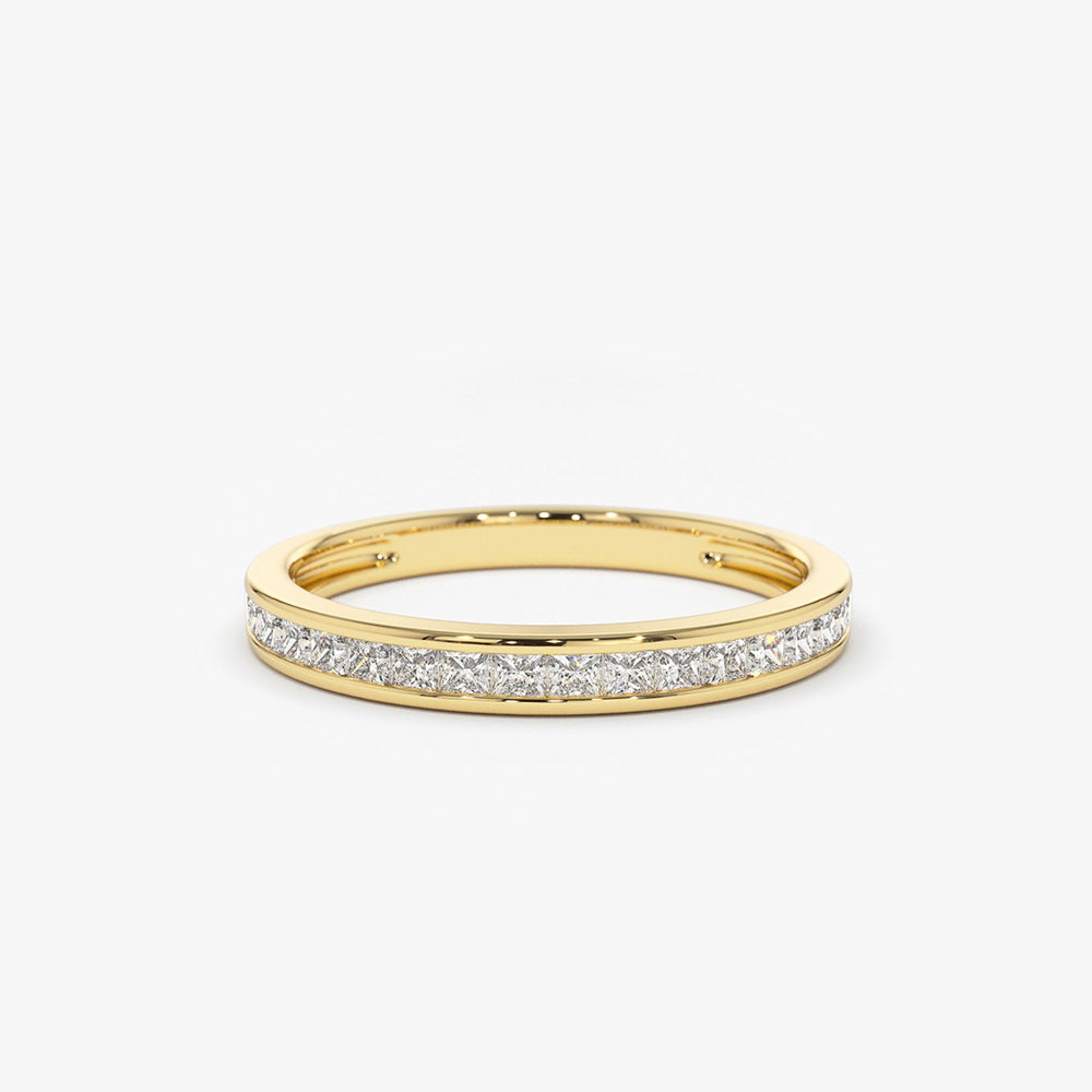 14k Channel Setting Princess Cut Half Eternity Diamond Ring 14K Gold Ferkos Fine Jewelry