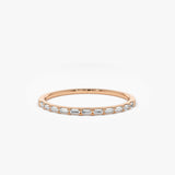 14K Ultra Thin Half Eternity Baguette Diamond Stackable Ring 14K Rose Gold Ferkos Fine Jewelry