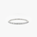 14K Ultra Thin Half Eternity Baguette Diamond Stackable Ring 14K White Gold Ferkos Fine Jewelry