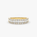 14K Baguette & Round Diamond Wedding Band 14K Gold Ferkos Fine Jewelry