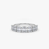 14K Emerald Illusion Diamond Wedding Band 14K White Gold Ferkos Fine Jewelry