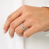 14k Double Row Pave Ring w/ Floating Diamonds  Ferkos Fine Jewelry