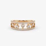 14k Double Row Pave Ring w/ Floating Diamonds 14K Rose Gold Ferkos Fine Jewelry