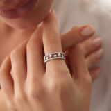 14k Double Row Pave Ring w/ Floating Diamonds  Ferkos Fine Jewelry