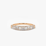 14k Baguette Diamond Stacking Ring 14K Rose Gold Ferkos Fine Jewelry