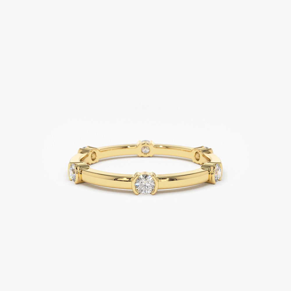 14k Stackable Half Bezel Diamond Eternity Ring 14K Gold Ferkos Fine Jewelry