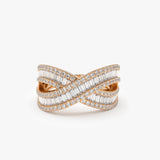 14k Baguette Diamond Crossover Ring 14K Rose Gold Ferkos Fine Jewelry
