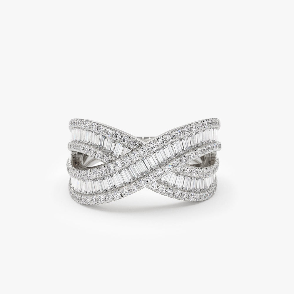 14k Baguette Diamond Crossover Ring – FERKOS FJ