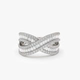 14k Baguette Diamond Crossover Ring 14K White Gold Ferkos Fine Jewelry