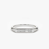 14k Unique Baguette Stackable Ring 14K White Gold Ferkos Fine Jewelry