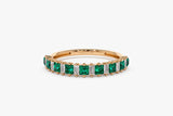 14k Unique Princess Cut Emerald and Baguette Diamond Ring 14K Rose Gold Ferkos Fine Jewelry