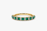 14k Unique Princess Cut Emerald and Baguette Diamond Ring 14K Gold Ferkos Fine Jewelry