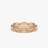 14K Vintage Art Deco Diamond Eternity Wedding Ring 14K Rose Gold Ferkos Fine Jewelry