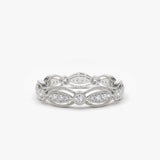 14K Vintage Art Deco Diamond Eternity Wedding Ring 14K White Gold Ferkos Fine Jewelry