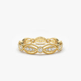 14K Vintage Art Deco Diamond Eternity Wedding Ring 14K Gold Ferkos Fine Jewelry