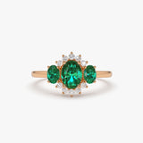 14k Three Stone Emerald Cluster Ring 14K Rose Gold Ferkos Fine Jewelry