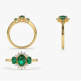 14k Three Stone Emerald Cluster Ring  Ferkos Fine Jewelry