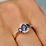14k Three Stone Sapphire Cluster Ring  Ferkos Fine Jewelry