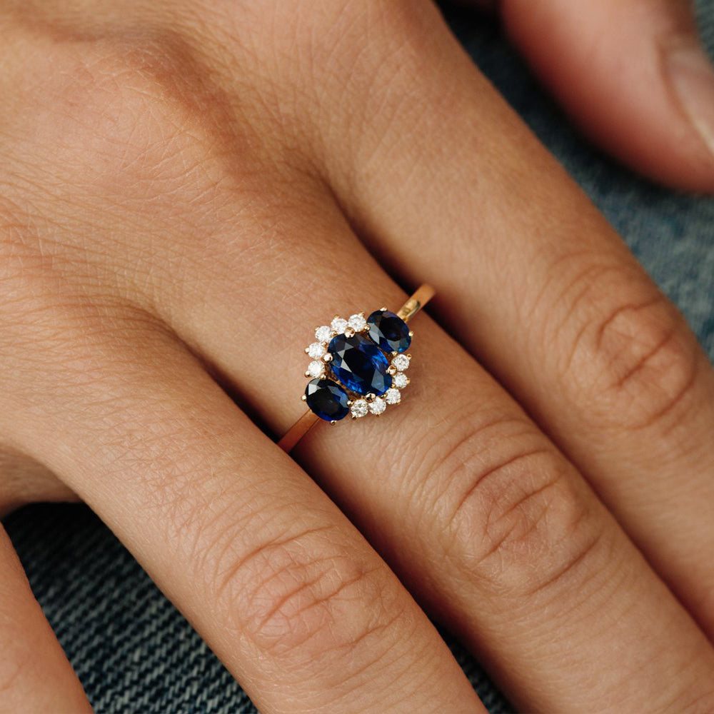 TRUE BLUE 3- STONE SAPPHIRE & DIAMOND RING - Friend and Company Fine  Jewelers