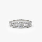 14K Gold Unique Baguette and Round Diamond Anniversary Ring 14K White Gold Ferkos Fine Jewelry