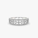 14K Unique Baguette Diamond Wedding Ring 14K White Gold Ferkos Fine Jewelry