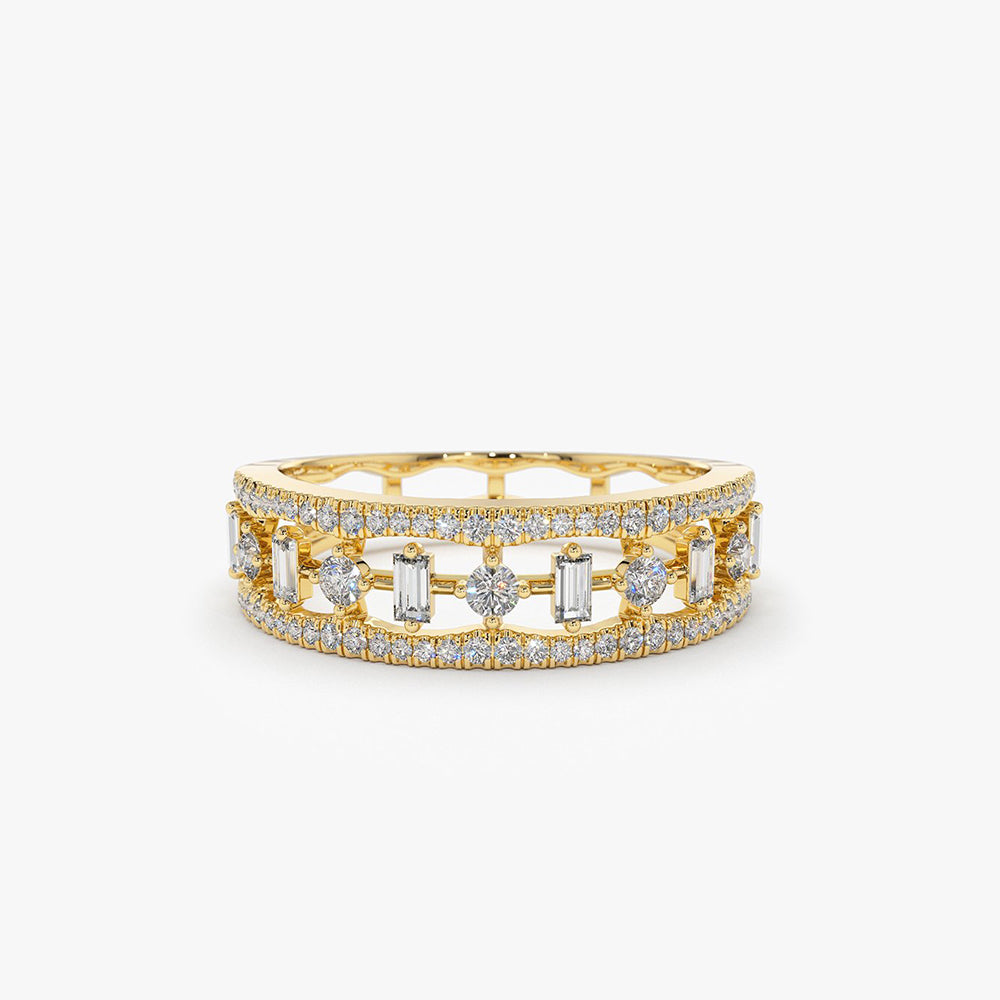 14K Unique Baguette Diamond Wedding Ring 14K Gold Ferkos Fine Jewelry